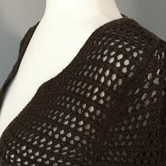 Eddie Bauer Brown Open Crochet Cardigan - Sz M - Picture 6 of 8